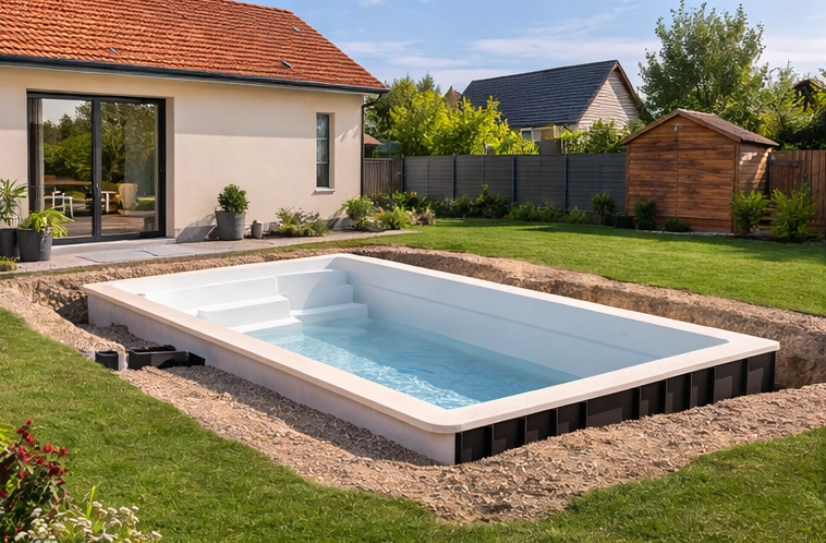 Étape 4 de l’installation d’une piscine coque : remblaiement périphérique et mise en eau
