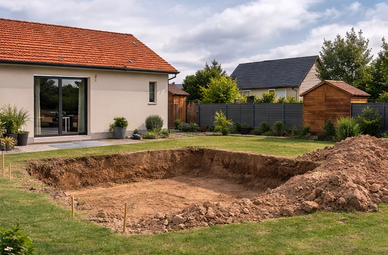 Étape 2 de l’installation d’une piscine coque : terrassement et préparation du fond de fouille