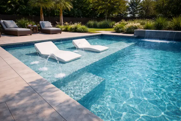 Piscine en béton avec plage immergée dans le Haut-Rhin